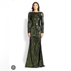 Dark Green Sequence Badgley Mischka gown size 10.
